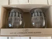 Mud Pie Mr.&mrs Stemless Wine Glasses 2023