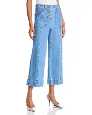 Cinq a Sept Benji High Rise Cropped Wide Leg Jeans in Blue Haze