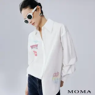 【MOMA】率性英文印字長版襯衫(白色)