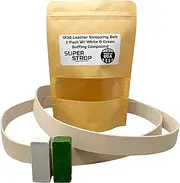 1X30 Leather Honing Polishing Belts 2 Pack With White & Green Buffing Compounds