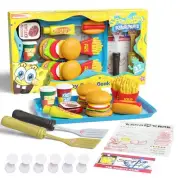 Spongebob Kids Kitchen Playset - Interactive Play Food with 2 Krabby Patty Bu...