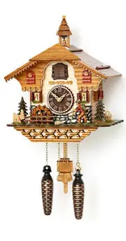 cuckoo clock black forest quartz german music moving walker new battery wood