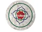 White Marble Coffee Table Top SeaShell Stone Inlay Marquetry Hallway Decor H3502