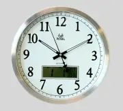 Pearl Quality Wall Clock 35cm with LCD date month temperature Display PW048LCD
