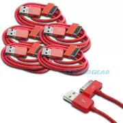 5 PCS USB SYNC DATA POWER CHARGER CABLE IPAD IPHONE IPOD CLASSIC TOUCH NANO RED