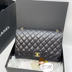 二手精品 CHANEL 香奈兒 COCO JUMBO 30公分 黑色斜挎包 肩背包 鏈條包 A58600