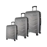 3pc Pierre Cardin 360° Spinner Contemporary Design Hard Shell Luggage Set-Silver