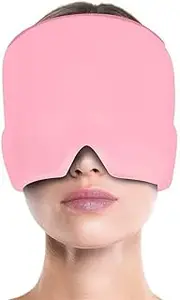 Migraine Headache Relief Cap, Gel Ice Head Wrap, Hot and Cold Therapy, Headache Eyes Mask for Sinus, Puffy Eyes, Tension and Stress Relief (Pink)