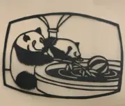 Vintage Chinese Paper Cut Panda Bear Hand Crafted Set of 6 - Original