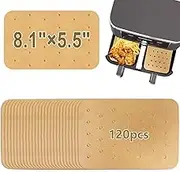 120Pcs Air Fryer Liners,Air Fryer Parchment Disposable Paper Liners for Ninja Foodi DualZone 2-Basket Air Fryer DZ201 DZ401, Rectangle Non-Stick Perforated Baking Paper Airfryer Liners for Dual Basket