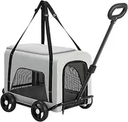 Rolling Cat Dog Carrier, Pet Travel Carrier, Foldable, Lightweight Pet Carrier with Wheels Puppy Stroller for Trip Picnics, Gray