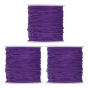 3pcs 1mm Dia 328ft Latex Elastic String for Bracelet Stretchy Cord, Dark Purple