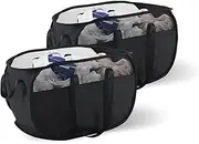 65L Mesh Laundry Basket 2 Pcs Pop Up Laundry Hampers with 4 Reinforced Carry Handles, Foldable Laundry Basket for Clothes Toys Easy to Carry Collapsible Laundry Basket (Black)