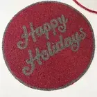 Set of 6, Christmas Happy Holiday placemat, handmade beaded table mat