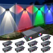 Solar Fence Lights Outdoor, Waterproof 8 Mode RGB & Warm White Fence Solar Li...