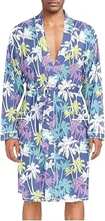 [ZZXXB] Coconut Tree Mens Sleepwear Robe Lightweight Nightgown Long Sleeves Spa Bathrobe with Pockets M-XL