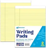 KAISA Legal Pads 8.5x11 Writing Pads Wide Ruled Notepads 8.5"x11.75" Canary Note Pads, Yellow 40 Sheets 2 Pads,WT-MCY40W-2PAD, Made in the USA