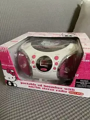 Hello Kitty CD Player Portable Boombox & Radio Black Pink 2013 Sanrio Co AM/FM