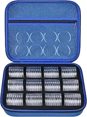 PAIYULE 96 Pieces 46mm Coin Capsules, with Foam Gasket and Plastic Storage Organizer Box, 6 Sizes (20/25/27/30/38/46mm) Coins Collector Case Holder for Coin Collection Supplies(Blue)