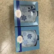 NIB Set of 8 (4x2)WINTER FROST SNOWFLAKES Salad Plates Christmas Blue White W15