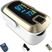 mibest Dual Color OLED Finger Pulse Oximeter - Blood Oxygen Saturation Monitor with Color OLED Screen Display and Included Batteries - O2 Saturation Monitor