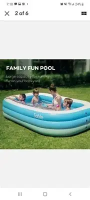 Sable Inflatable Pool, Blow up Kiddie Pool for Family, Garden, Outdoor, Blue
