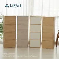 在飛比找momo購物網優惠-【LiFArt】日系簡約附門四層收納櫃-多色可選(MIT/附
