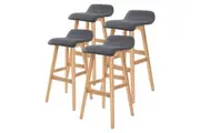 La Bella 4 Set 74cm Grey Wooden Bar Stool Sophia Fabric