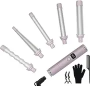Hair Curler 5 in 1 Curling Iron Wand Set Ceramic Barrels Instant Heat Up LCD Temperature Adjustment Hair Styler