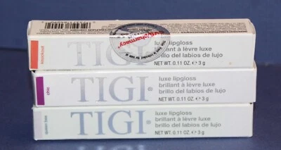 3 pcs. TIGI Cosmetics Luxe Lipgloss - Knockout, Chic, Queen bee -NEW IN BOX