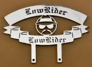 LOWRIDER BRAND CUSTOM STEEL PLAQUE W/ LOWRIDER LETTER AND HEAD, SHOW PARTS.