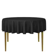 5 Pack 70" Round Polyester Fabric Tablecloths for Wedding Banquet - Black