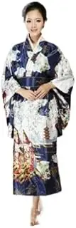 [GMFLEX] Women's Kimono Robe Floral Patten Gown Blossom Bathrobe Sleepwear With Obi Belt Yukata Women Japanese Dress