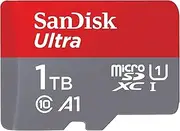 SanDisk 1TB Ultra microSDXC Card + SD Adapter up to 150 MB/s with A1 App Performance, UHS-I, Class 10, U1, Black (SDSQUAC-1T00-GN6MA)