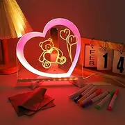 Mothers Day Gift Ideas,Acrylic Dry Erase Board with Light,Heart LED Note Memo LED Letter Message BoardMother's Day Night Lights for Mother Birthday Bedroom Decor