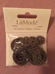 20 piece-assorted bag of "steampunk" button type embellishments by LaMode