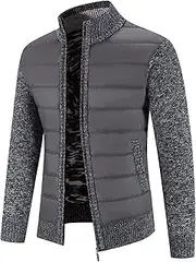 Men Casual Warm Coat Stand Collar Zip Up Long Sleeve Thick Jackets 2024 Trendy Cardigan Sweaters with Pockets