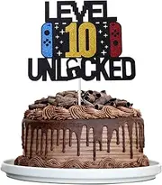 10th Birthday Cake Topper Gaming Cake Topper Personalized Happy Birthday Cake Topper Decoration Birthday Game Party Supplies for Kids Boys