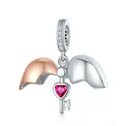 Silver plating Key of Heart Open & Close Pendant Fit Women Bracelets & Necklace DIY Jewelry