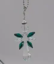 Handmade w/ Swarovski Crystal Emerald Angel Suncatcher/ Prism/ Ornament; Green