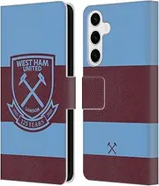 Head Case Designs Officially Licensed West Ham United FC Away 2020/21 Crest Kit Leather Book Wallet Case Cover Compatible with Samsung Galaxy S24+ 5G