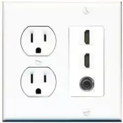 [3 Ports] 2 HD and 1 x 3.5mm Wall Plate - Round Outlet [White/White]