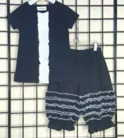 NEW NWT 2PC Black/White Shirt/Bloomer Pant Set Frenchy Baby/Little Mave Sz 3/4Y