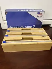 Wooden Aluminum Foil, Wax, Paper Roll drawer organizer with cutters