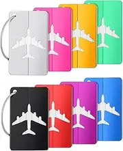 [Siganorpy] 8 Pack Luggage Tags,Metal Travel Tags Luggage Identifier Card Holder Name Address ID Labels for Baggage Suitcases Preventing Loss of Airplane Luggage Handbag (Multicolor)