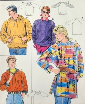 Uncut Burda 4738 Sewing Pattern Unisex Jacket Coat Hood Sweatshirt Raglan Sleeve