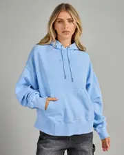 [Fox] Fox Women's Wordmark Fleece Pullover Hoodie in Cashmere Blue Size Small S Cashmere Blue