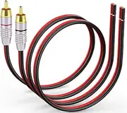 2 Pack Speaker Bare Wire Cables to RCA Plugs Adapter Repair Audio Cord, Heavy 14 Gauge Speaker Wire to RCA Connector for Speakers Amplifier TV Subwoofer - 14AWG,1Ft