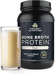 Ancient Nutrition Bone Broth Protein Powder, Pure Flavor, 40 Servings Size, 31.4 Ounce