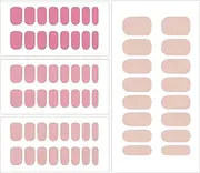 Gel Nail Strips 4 Sheets Gel Nail Stickers 4 Colors Simple Style Gel Nail Strips Semi Cured Gel Nail Strips UV Light Required Full Gel Nail Wraps Safe Nail Art Stickers for Home Nails DIY (No UV Light